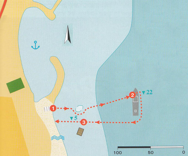 Схема погружения Затонувшее судно Сатиль (Satil Wreck) в Эйлате